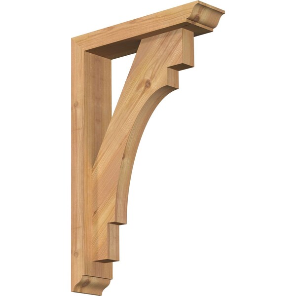 Ekena Millwork Merced Traditional Smooth Bracket w/ Offset Brace, Western Red Cedar, 3 1/2"W x 14"D x 22"H BKT0402X14X22MRC01SWR - main